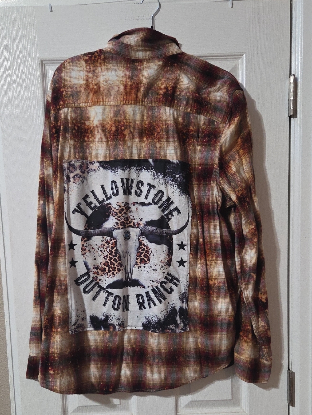George Plaid Flannel Shirt in Brown, Cream & Bronze Tones. Hand Bleached